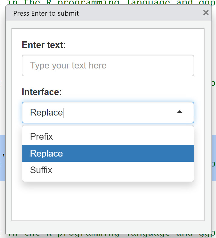 gander’s interface asks if you want to replace selected code or put its suggestions either before or after.