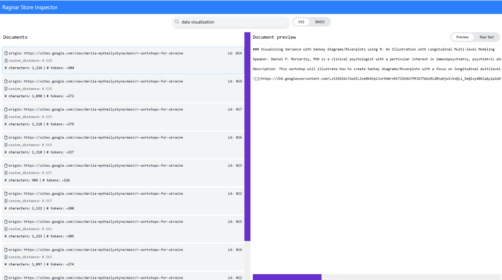 The ragnar package’s ragnar_store_inspect() function lets you view and search a data store.