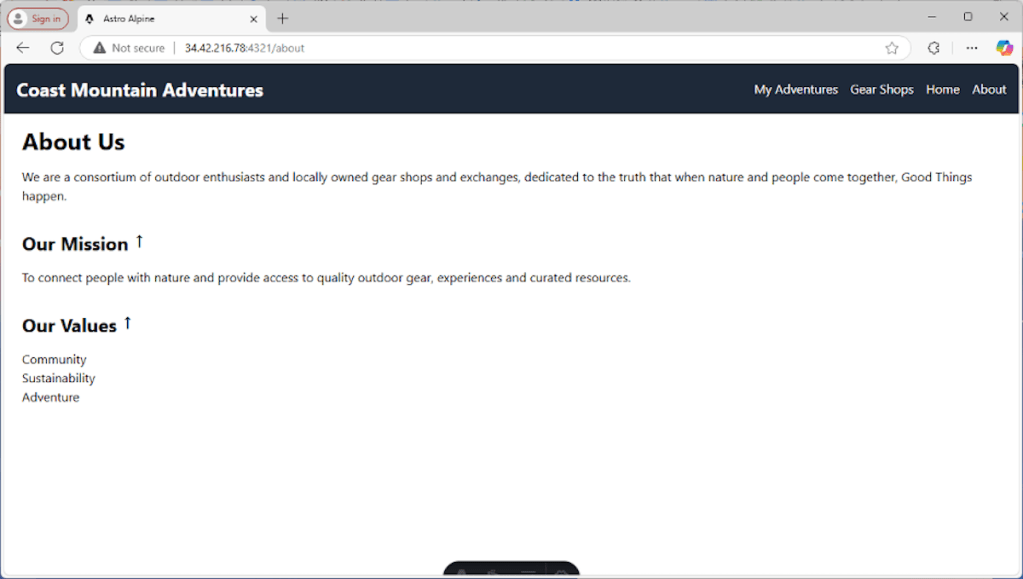 Screenshot of the Astro-Alpine example app.